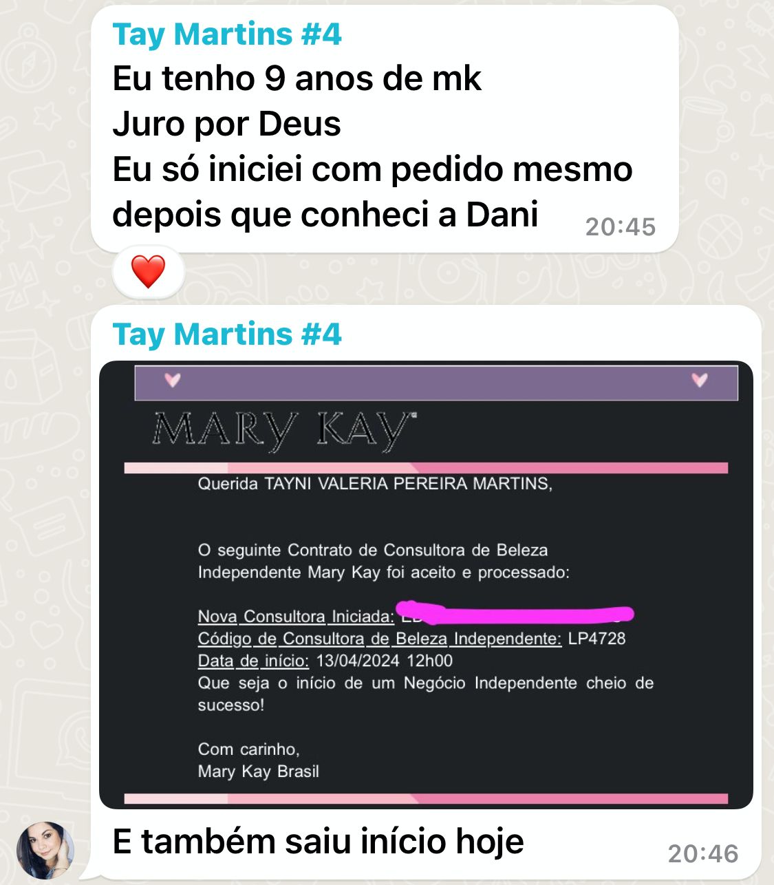 Depoimento de Tay Martins celebrando um novo início