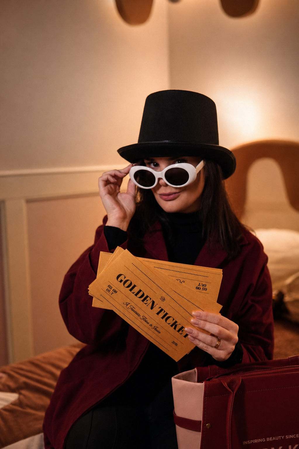 Daniella Santos com cartelas Golden Ticket